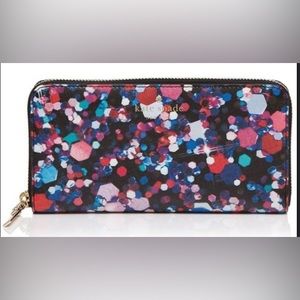 Kate Spade Wallet: zip around, paint splatter pattern